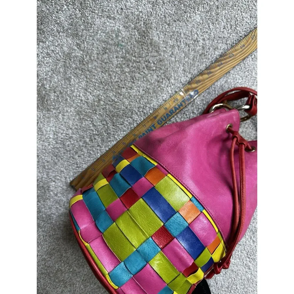 Joseph B Exclusive New York Colorful Woven Bucket Bag Boho Drawstring Crossbody - Picture 7 of 13
